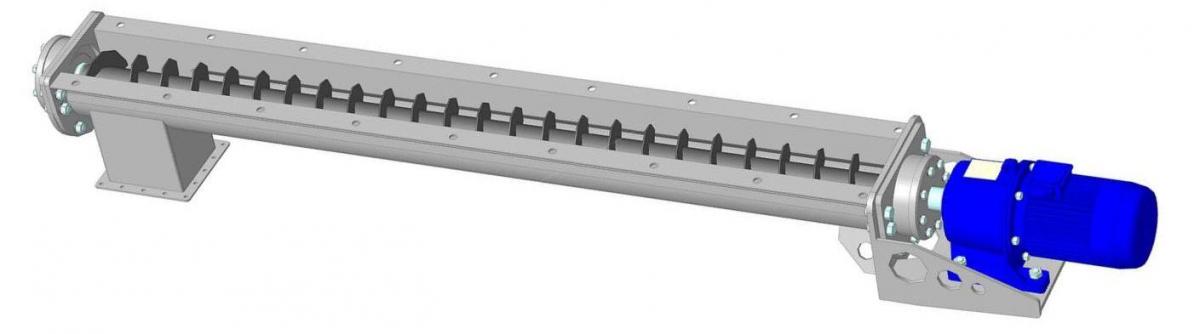 Шнеково-винтовой конвейер в желобе