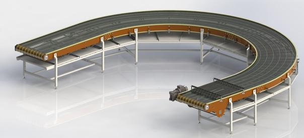 Поворотный ленточный рольганг 90 градусов